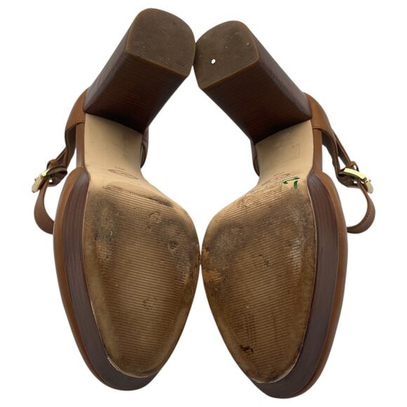 Michael Kors Sierra Platform Pumps Block High Heels D'Orsay Acorn Brown Size 9M - Picture 5 of 7